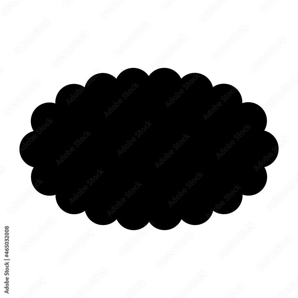 Scalloped oval shape silhouette. Clipart image isolated on white