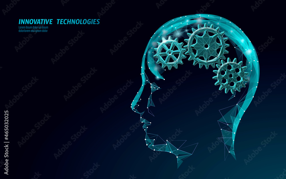 3D human mind mental health. Mood support drug therapy medical care. Psychologist coach session solution medicine science banner vector illustration 3D human mind mental health. Mood support drug therapy medical care. Psychologist coach session solution medicine science banner vector illustration