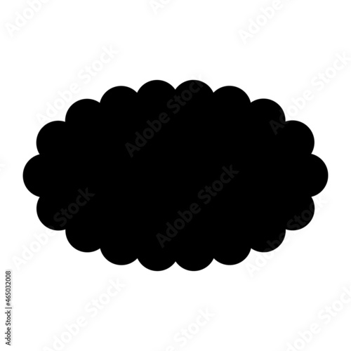 Scalloped oval shape silhouette. Clipart image isolated on white background
