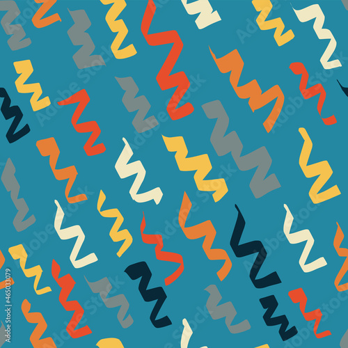 seamless pattern worms hooks brush strokes simple bright color print