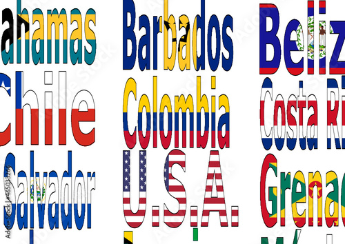 Nombre con banderas países americanos