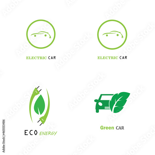 Electric car green car hybrid technology logo design