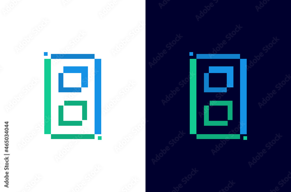 Number 8 digital logo design with pixel icon for technology template or element Number 8 digital logo design with pixel icon for technology template or element