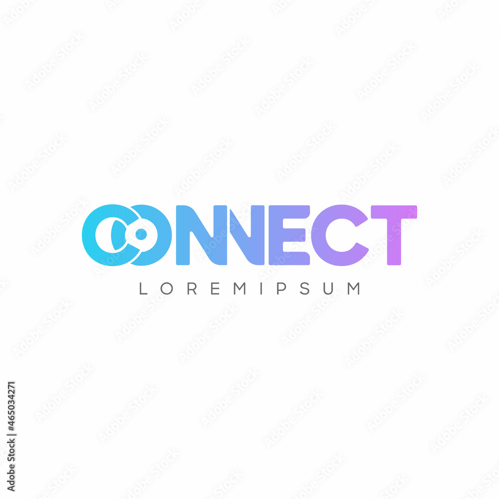 Connect Blue Purple Gradient Logo Design Template Elements. Connected c and o letters with dot. Connected linked n and n letters. Modern Networking Logo Design.