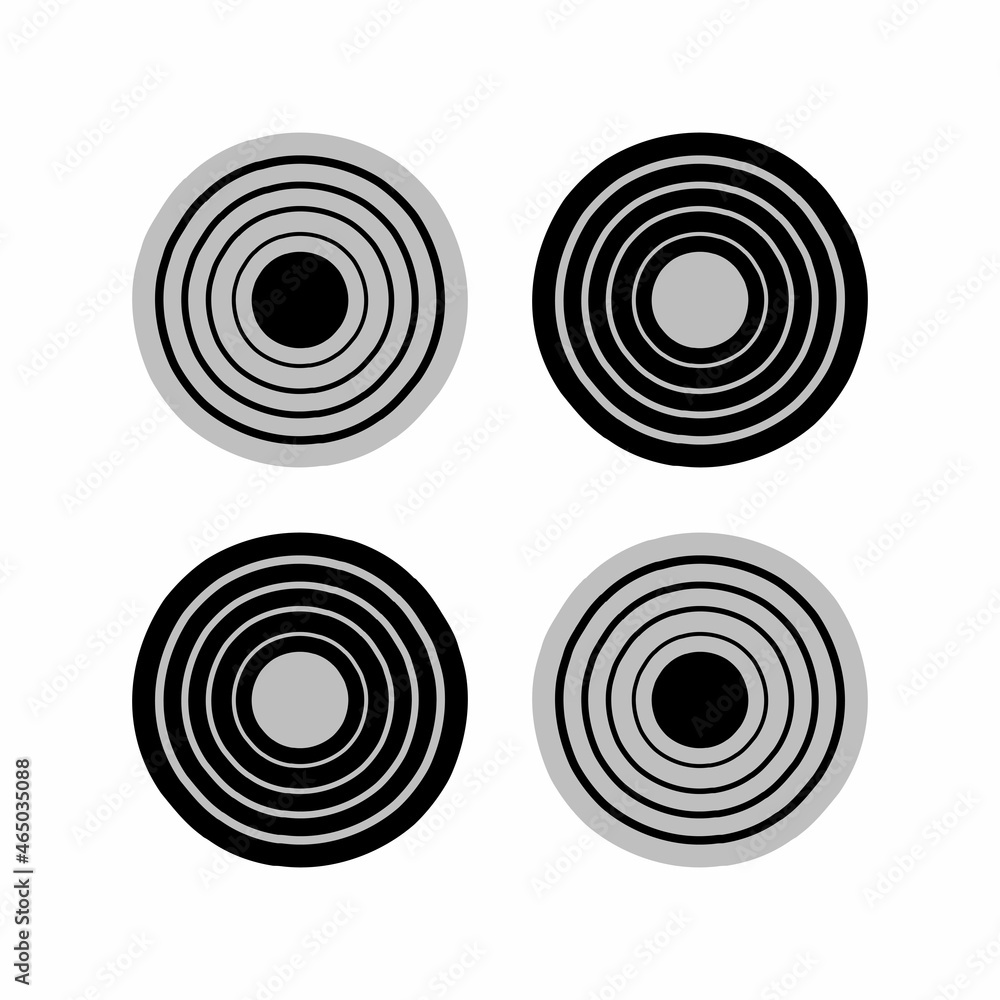Abstract geometric illustration with circles and elements. Modern abstract design for paper, cover, fabric, interior and other users. Circles on a white background. Abstract geometric illustration with circles and elements. Modern abstract design for paper, cover, fabric, interior and other users. Circles on a white background.