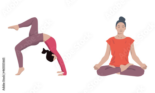 character illustration of people demonstrating yoga poses