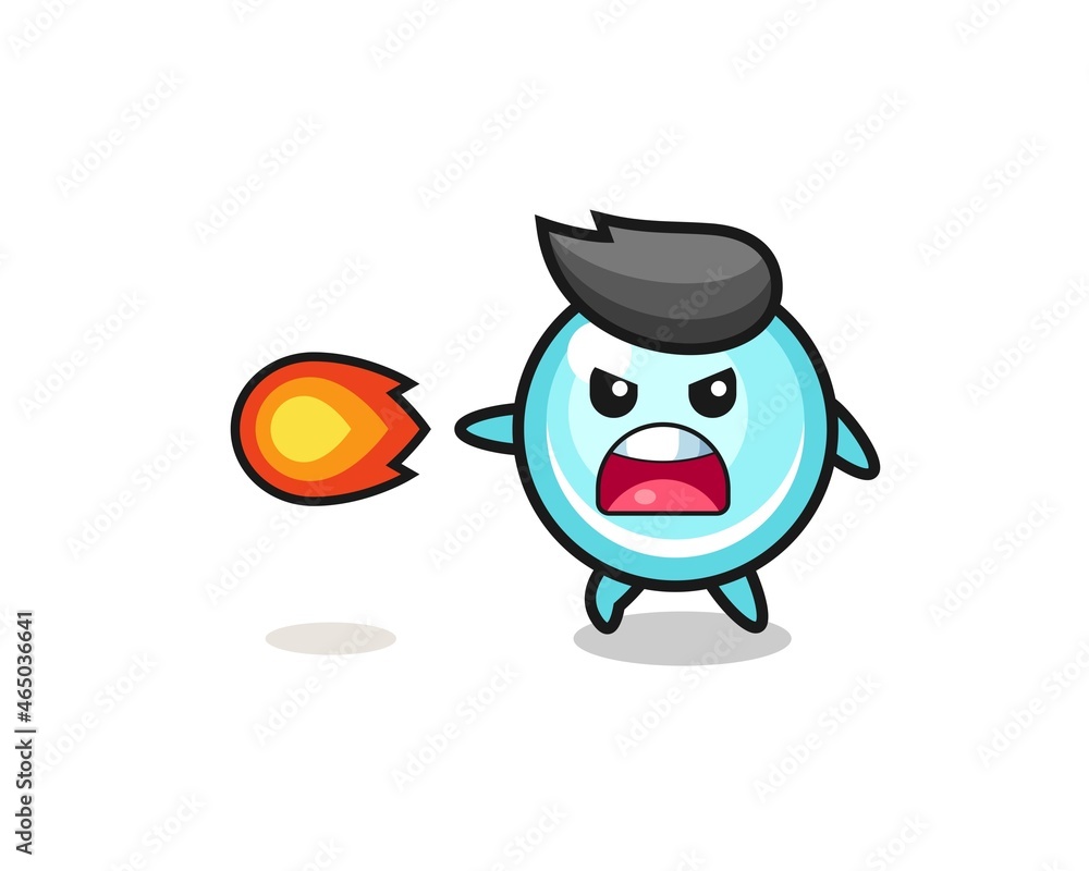 cute bubble mascot is shooting fire power cute bubble mascot is shooting fire power