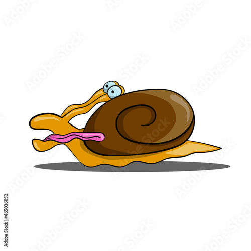 Cute cartoon speed snail with a long tongue