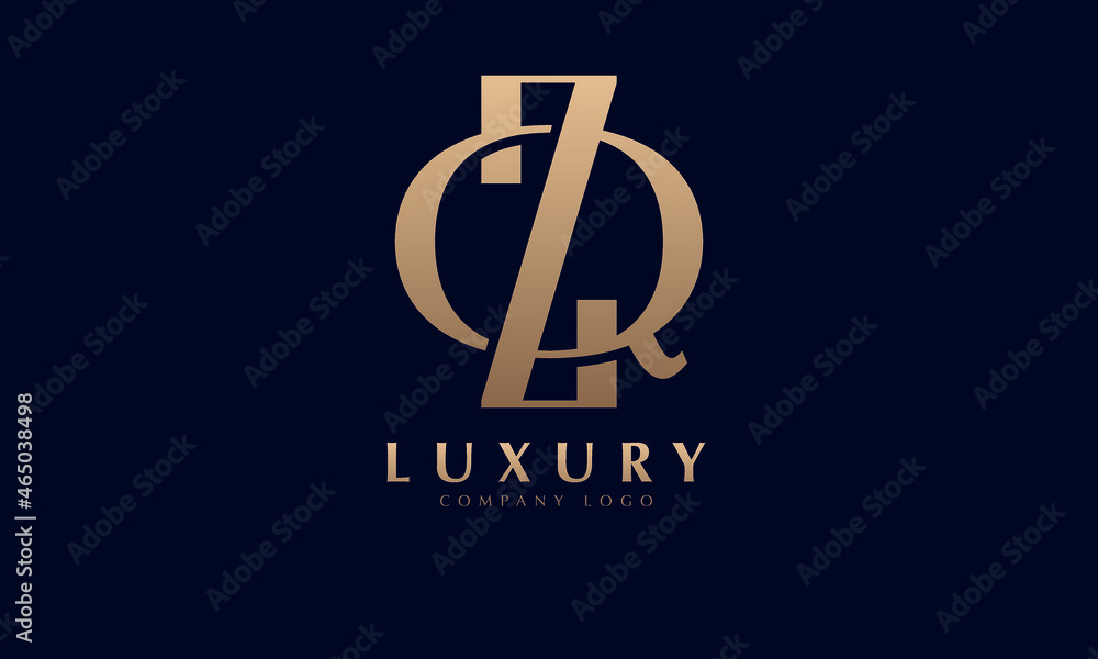 Alphabet ZQ or QA luxury initial letters brand monogram logo template