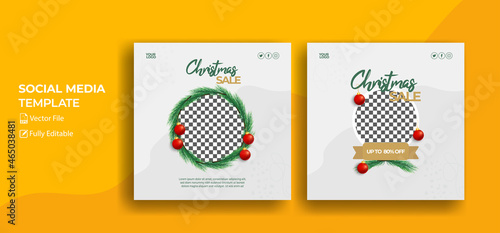 Christmas sale social media poster design template vector Free