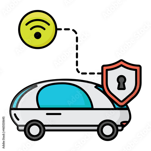 automobile wireless security Concept, Lorry protect Vector Color Icon Design, Future transportation Symbol, Driverless Greener Transport innovations Sign, Autonomous aerial vehicles Stock Illustration