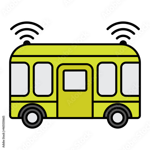 Robo Passengers Moving Bus Concept, Urban Wifi Tram Vector Color Icon Design, Future transportation Symbol, Driverless Greener Transport innovations Sign, Autonomous aerial vehicles Stock Illustration
