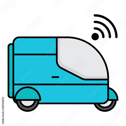 Lorry without a steering Concept , One person POD car Vector Color Icon Design, Future transportation Symbol, Driverless Greener Transport innovation Sign, Autonomous aerial vehicle Stock Illustration