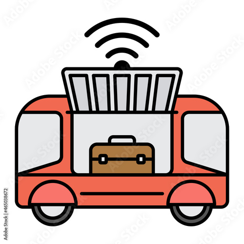 Grocery Delivery Cargo Concept,  Self driving Lorry Vector Color Icon Design, Future transportation Symbol, Driverless Greener Transport innovations Sign, Autonomous aerial vehicles Stock Illustration