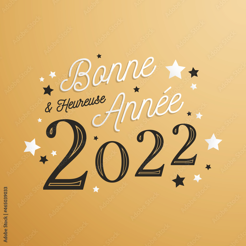 Fototapeta premium Bonne et heureuse année 2022 - Carte de voeux