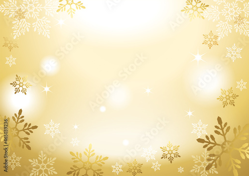 雪の結晶が降り注ぐクリスマスフレームゴールド