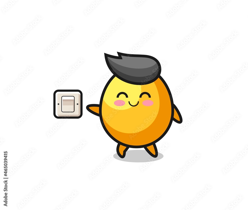cartoon golden egg is turning off light cartoon golden egg is turning off light