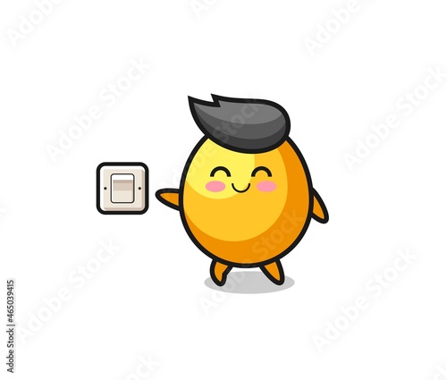 cartoon golden egg is turning off light