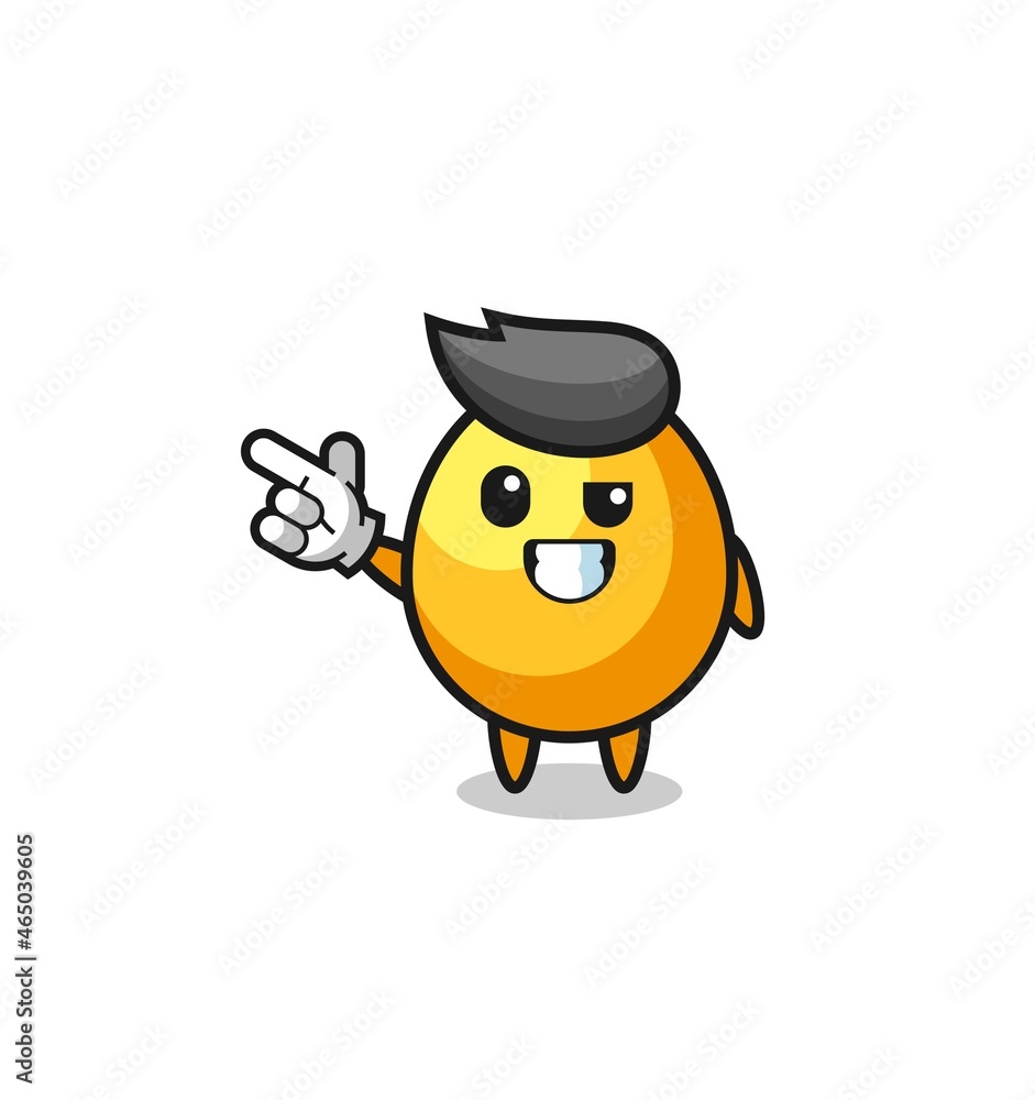 golden egg mascot pointing top left golden egg mascot pointing top left
