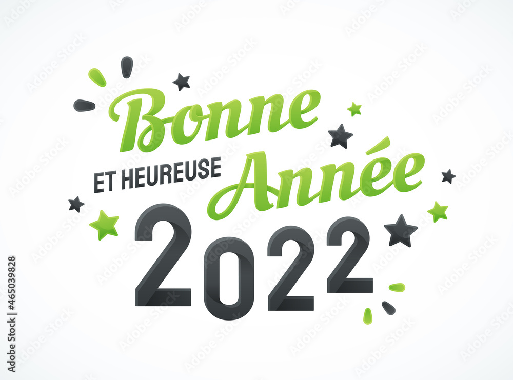 Naklejka premium Bonne et heureuse année 2022 - Carte de voeux
