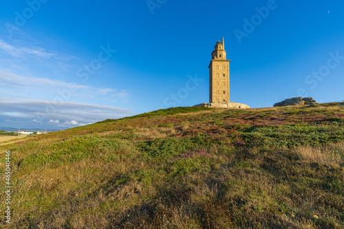 View of the Tower of Hercules in the Galician city of A Coruna in Spain.  photo