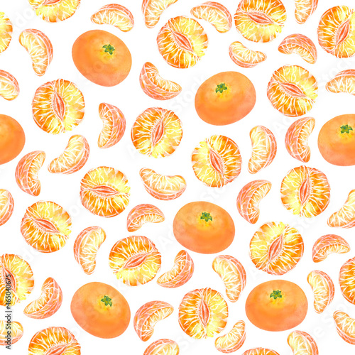 watercolor mandarin pattern tangerines