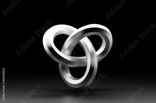 3D illustration of a  glowing and luminous torus shape on black isolated background photo