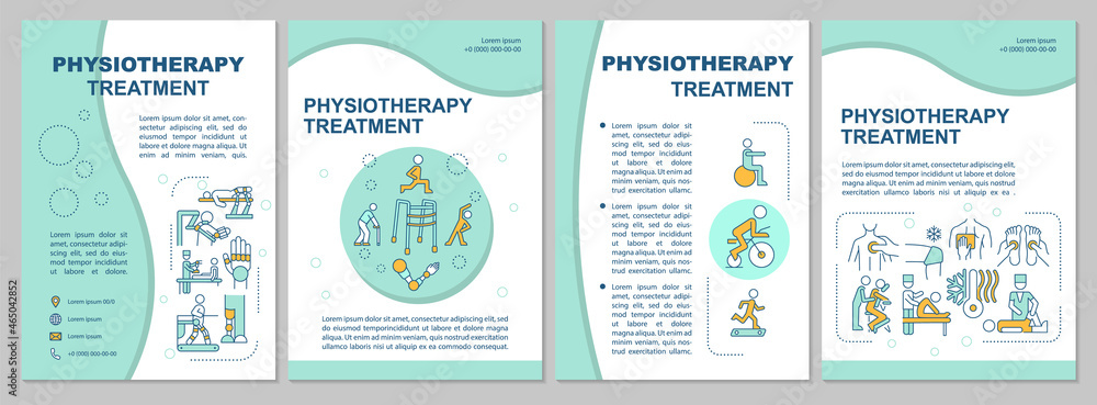 Physiotherapy treatment mint brochure template. Physical health. Flyer ...