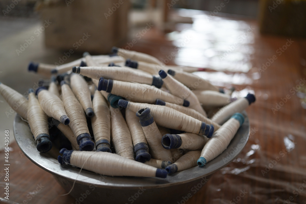 Traditional handmade silk processing workshop