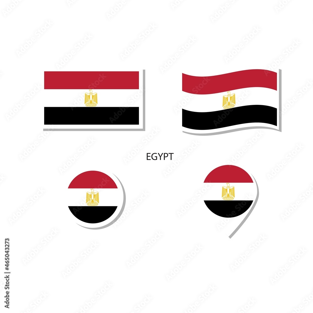 Egypt flag logo icon set, rectangle flat icons, circular shape, marker with flags. Egypt flag logo icon set, rectangle flat icons, circular shape, marker with flags.