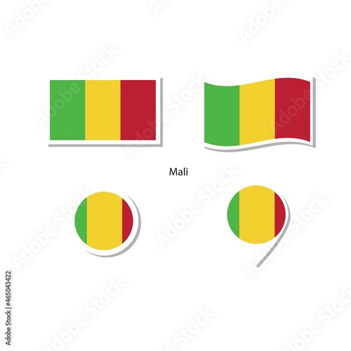 Free Download Mali flag logo icon set, rectangle flat icons, circular shape, marker with flags. - GFXLoad