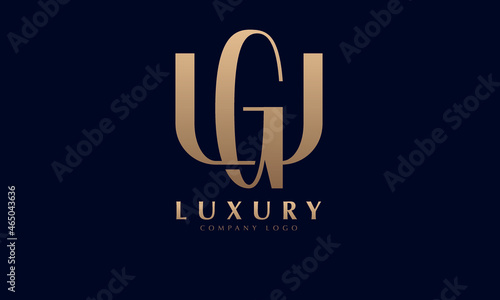 Alphabet GU or UA luxury initial letters brand monogram logo template