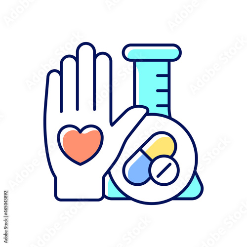 Human volunteer research RGB color icon. Contribute to medical advances. Volunteering for clinical studies. Testing investigational drugs. Isolated vector illustration. Simple filled line drawing