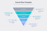 Funnel chart template with five colorful steps. Easy to use for your website or presentation.