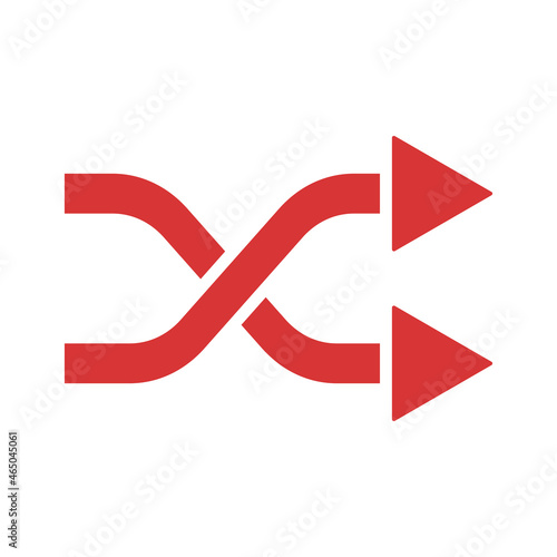 Shuffle arrows vector icon. Red symbol