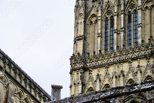 Exterior details of the 800 years old Salisbury Cathedral, formally the Cathedral Church of the Blessed Virgin Mary built in 1220 in Salisbury, Wiltshire, England, UK photo