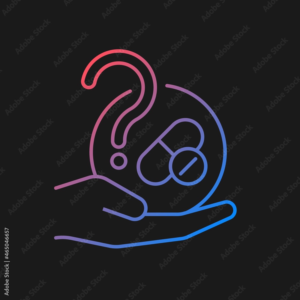 Blind trials gradient vector icon for dark theme. Masked experiment. Maximizing results validity. Double blind study. Thin line color symbol. Modern style pictogram. Vector isolated outline drawing Blind trials gradient vector icon for dark theme. Masked experiment. Maximizing results validity. Double blind study. Thin line color symbol. Modern style pictogram. Vector isolated outline drawing
