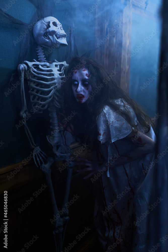 skeleton and zombie skeleton and zombie