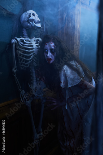 skeleton and zombie