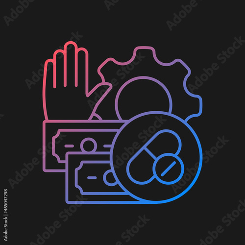 Feasibility studies gradient vector icon for dark theme. Conducting clinical trials. Investigating researches viability. Thin line color symbol. Modern style pictogram. Vector isolated outline drawing