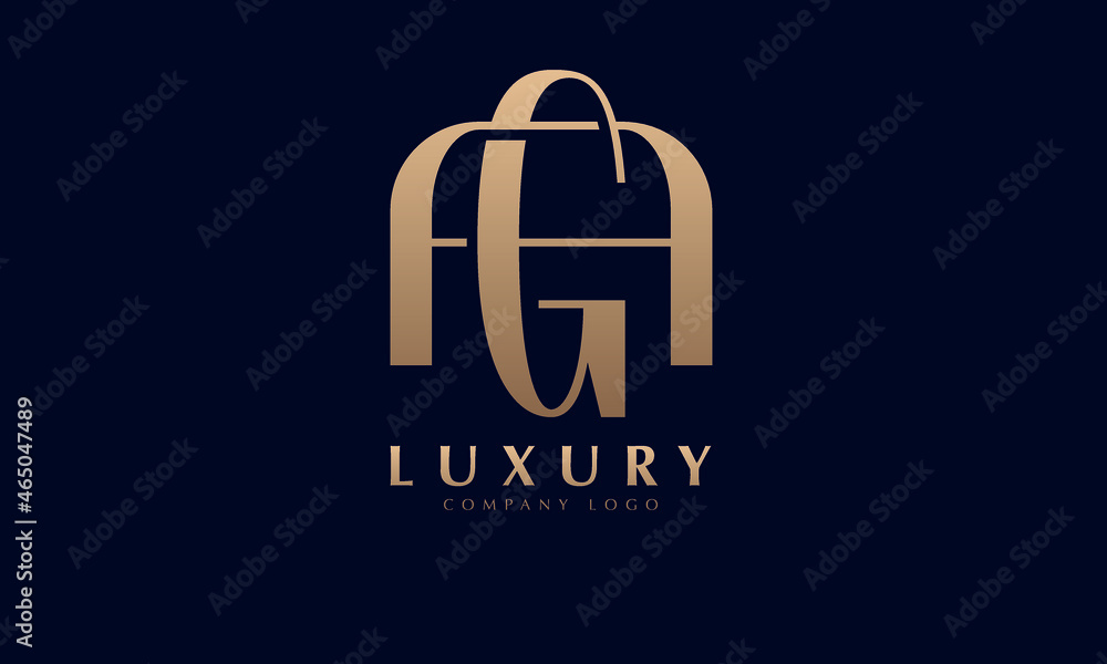 Alphabet AG or GA luxury initial letters brand monogram logo template