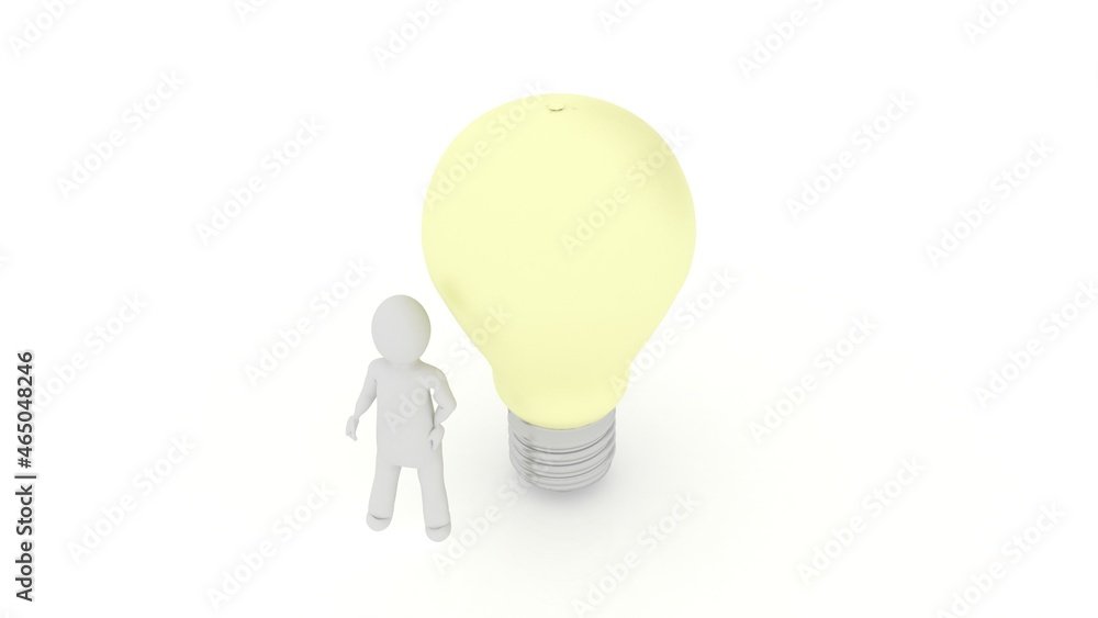 3d illustration bulb light electric bulb with man standing
3d illustration bulb light electric bulb with man standing