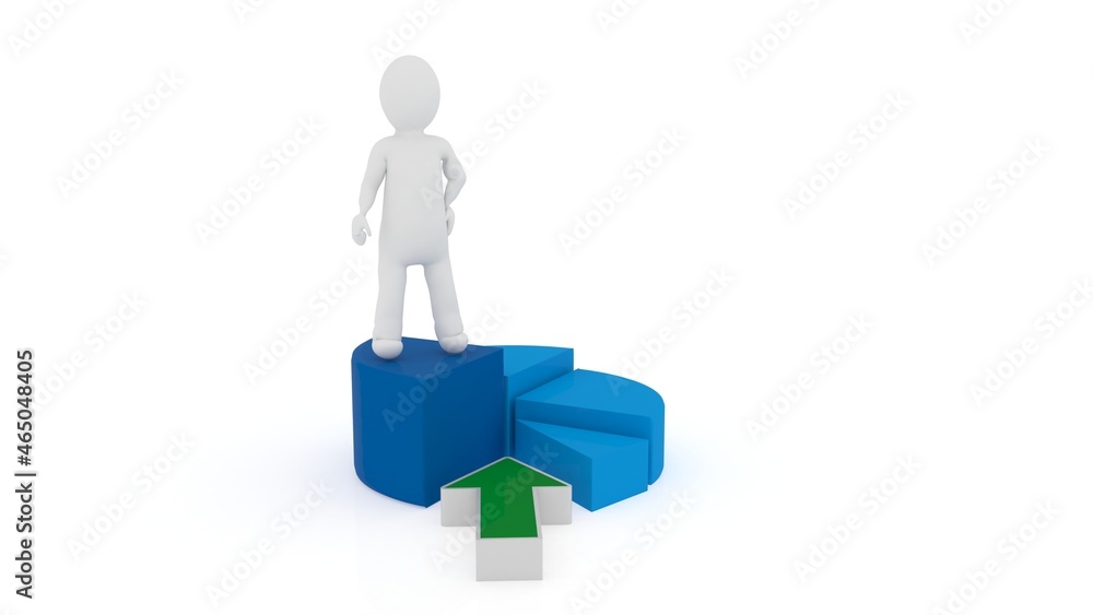 man standing with green arrow pie chart
man standing with green arrow pie chart