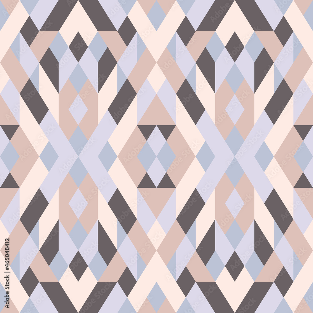 Mosaic seamless texture. Abstract pattern. Vector geometric background of triangles in blue and beige colors Mosaic seamless texture. Abstract pattern. Vector geometric background of triangles in blue and beige colors