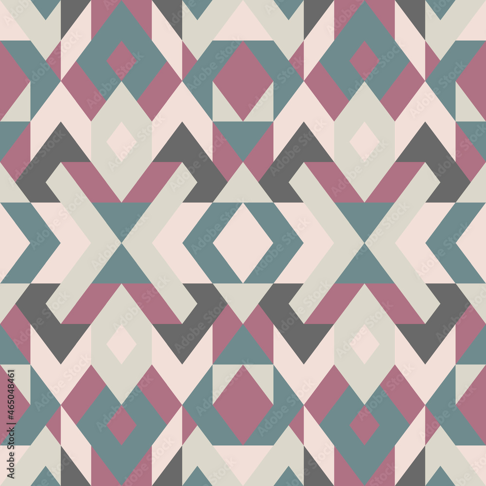 Mosaic seamless texture. Abstract pattern. Vector geometric background of triangles in green and violet colors Mosaic seamless texture. Abstract pattern. Vector geometric background of triangles in green and violet colors