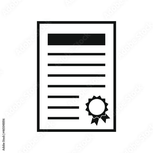 Certified document icon, black outline isolated on white background, vector illustration © Марина Гавриленко