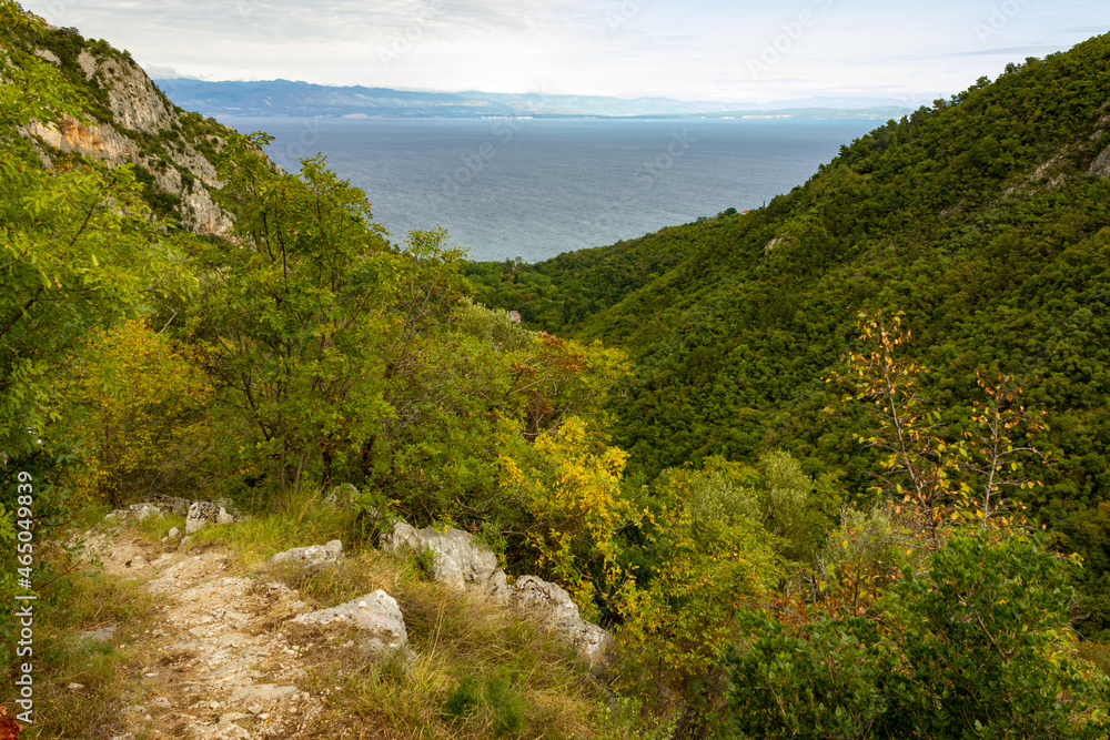 Coastline Učka Nature Park walking trail, croatia Coastline Učka Nature Park walking trail, croatia