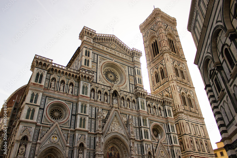 Facade of the world famous Cathedral of Florence (Duomo di Firenze) taken from the Piazza del Duomo