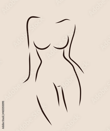 Woman model logo design template. Freehand sketch