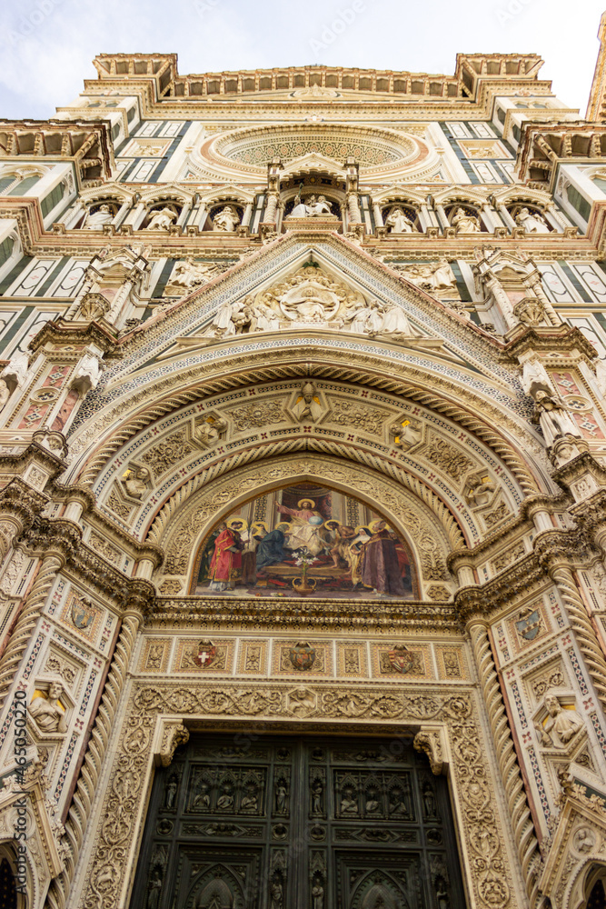 Entrance door of the Florence cathedral better known as the Duomo di Firenze, Tuscany, Italy